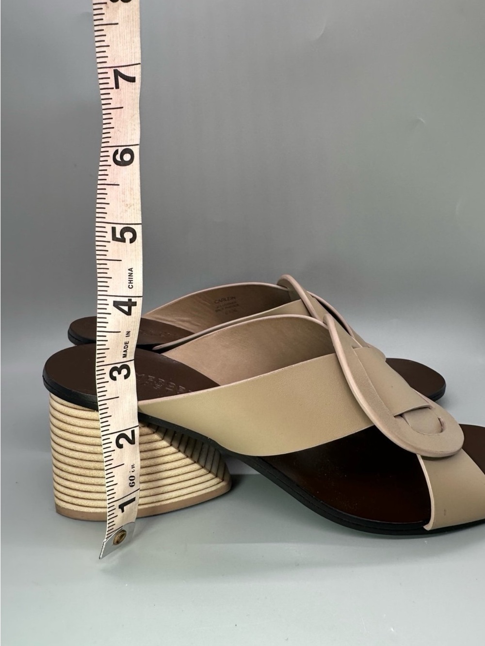 Mercedes Castillo tan leather sculptural wedge heeled Sandals women's size 6 - Picture 3 of 10